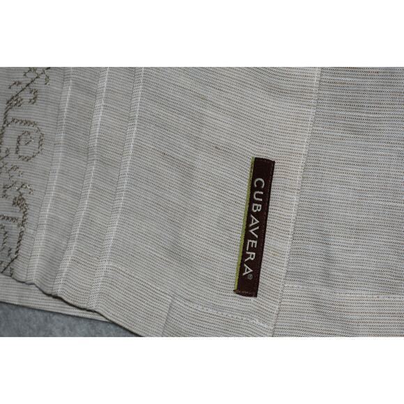 Cubavera Hawaiian Shirt Mens Size Small Tan Tropical Linen Rayon Blend - Picture 4 of 7